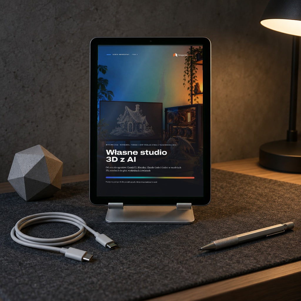 Własne studio 3D z AI – e-book PDF na tablecie