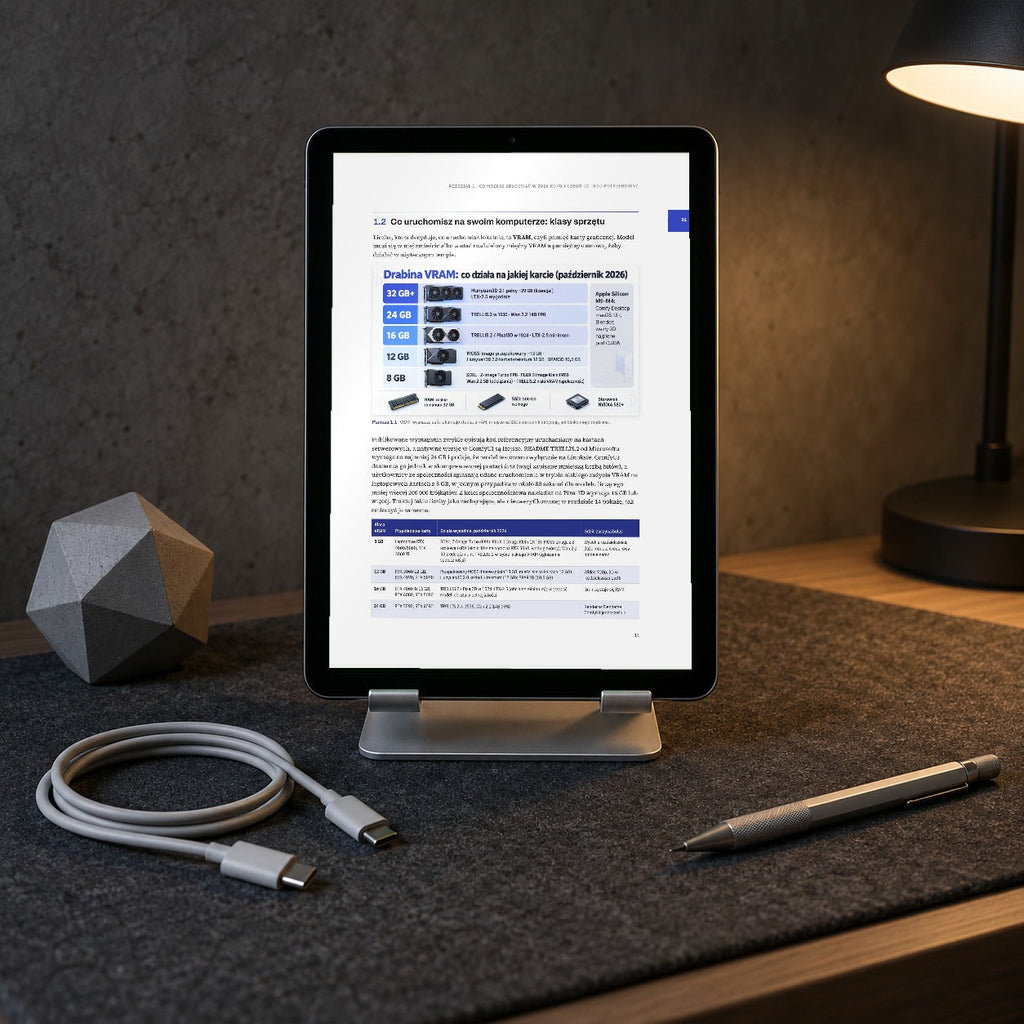 Własne studio 3D z AI – strona ze środka na tablecie