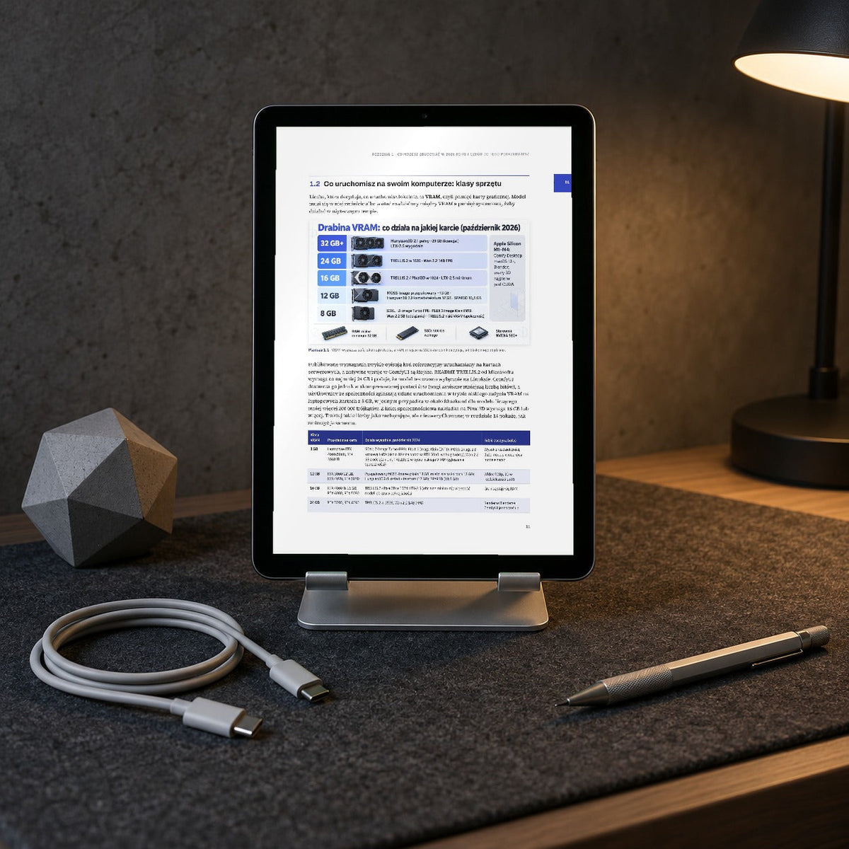 Własne studio 3D z AI – strona ze środka na tablecie